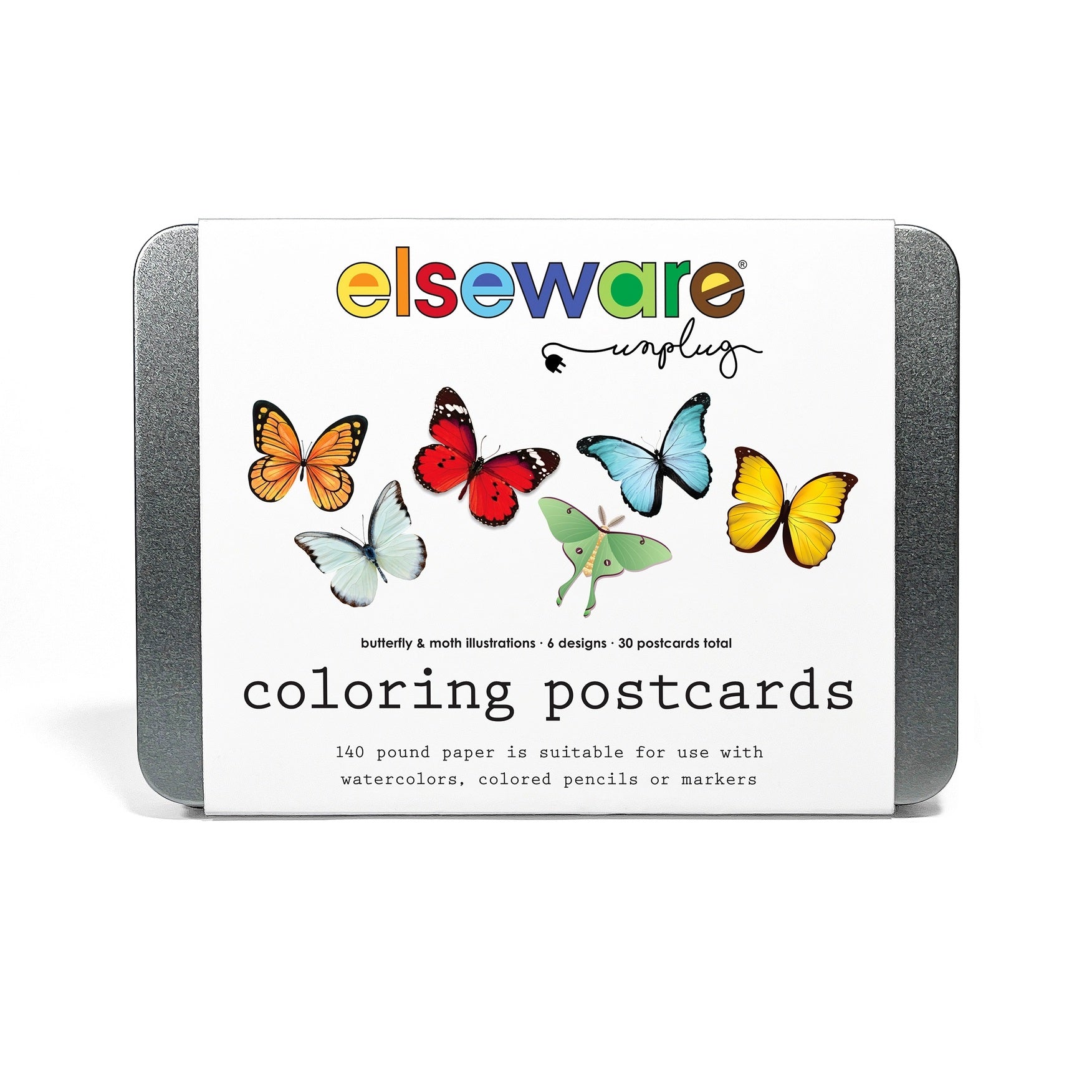 Elsewhere Unplug Coloring Postcards - Butterflies & Moths